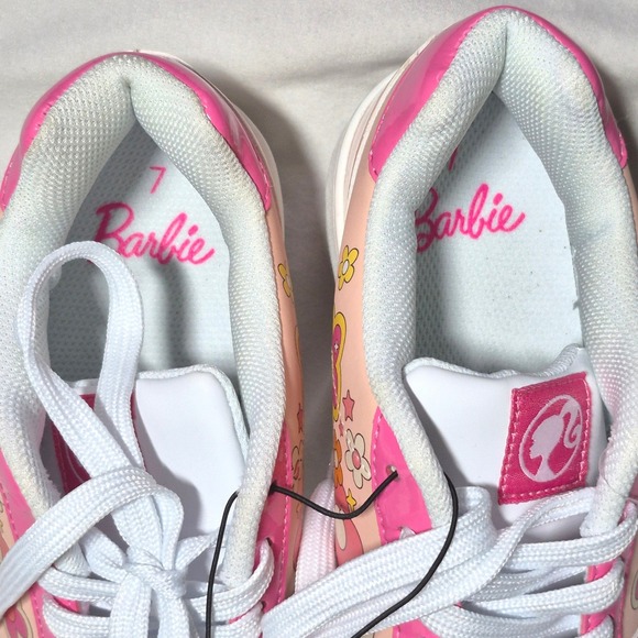 Barbie pink white lace up floral sneakers womens size 7 - Picture 12 of 16